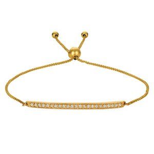 0.20 Carat Natural Diamond Bolo Bar Bracelet 14K